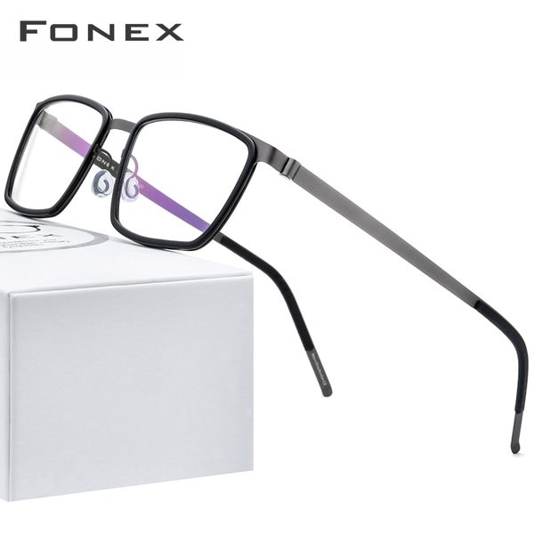 fonex acetate alloy eyeglasses frames men square myopia optical prescription glasses 2020 new korean screwless eyewear 98629, Black
fonex acetate alloy eyeglasses frames men square myopia optical prescription glasses 2020 new korean screwless eyewear 98629, Black