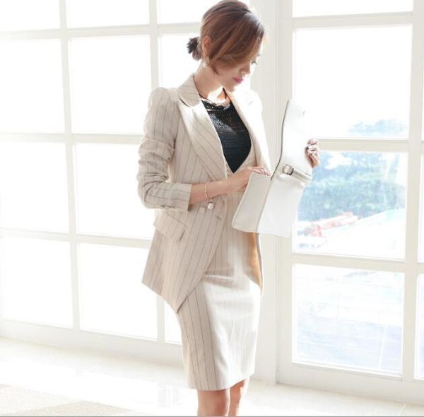 work fashion dress suits 2 piece sets single breasted stripe blazer jacket & straight dress office lady suit women outfits 2020, White;black
work fashion dress suits 2 piece sets single breasted stripe blazer jacket & straight dress office lady suit women outfits 2020, White;black