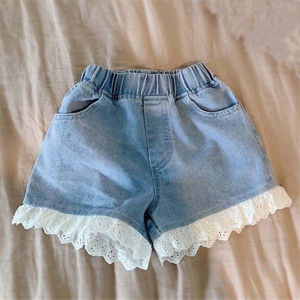 children's five-legged lace and shorts girls soft denim shorts lace korean style baby pants fashionable baby pants, Blue
children's five-legged lace and shorts girls soft denim shorts lace korean style baby pants fashionable baby pants, Blue