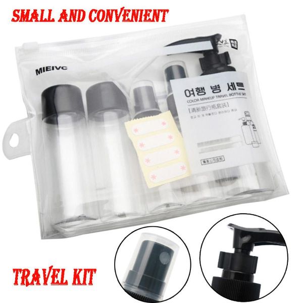 portable 7pcs/set transparent plasic travel kit make up spray packaging bottle refillable pressure bottles cosmetic bottles 919
portable 7pcs/set transparent plasic travel kit make up spray packaging bottle refillable pressure bottles cosmetic bottles 919