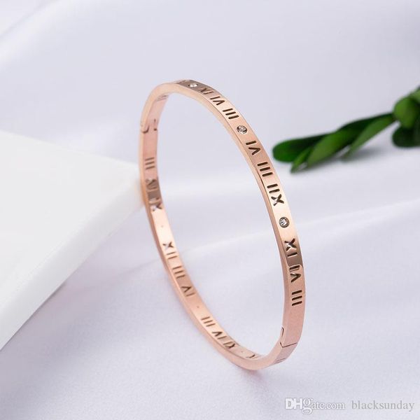 popular titanium steel bracelet female simple roman plated 18k rose gold bracelet open couple jewelry for gift, White
popular titanium steel bracelet female simple roman plated 18k rose gold bracelet open couple jewelry for gift, White