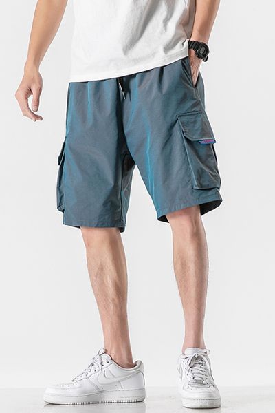 new style super soft dazzle color men's reflective summer shorts night light large wide leg fifth pants, White;black
new style super soft dazzle color men's reflective summer shorts night light large wide leg fifth pants, White;black