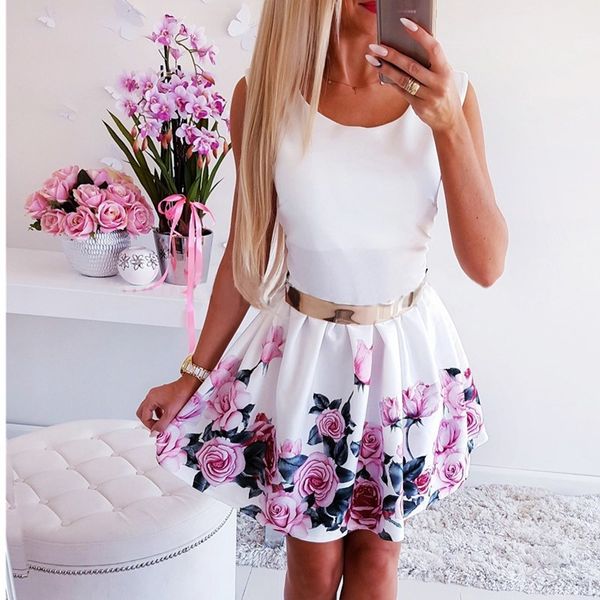 summer flower printed a-line vintage dress o neck sleeveless mini dress ladies elegant party women dresses steetwears vestidos, Black;gray
summer flower printed a-line vintage dress o neck sleeveless mini dress ladies elegant party women dresses steetwears vestidos, Black;gray