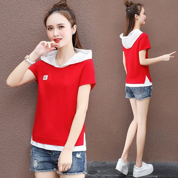 summer new sweater women's 2020 korean t-shirt t-shirt style fashion slimming hooded fake two-piece student short-sleeved top, Black
summer new sweater women's 2020 korean t-shirt t-shirt style fashion slimming hooded fake two-piece student short-sleeved top, Black