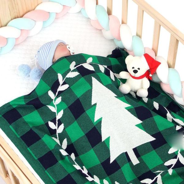 Newborn Baby Boy Blankets Play Mat Girls Cotton Knitted Bed Bedding Kids Christmas Gift T170