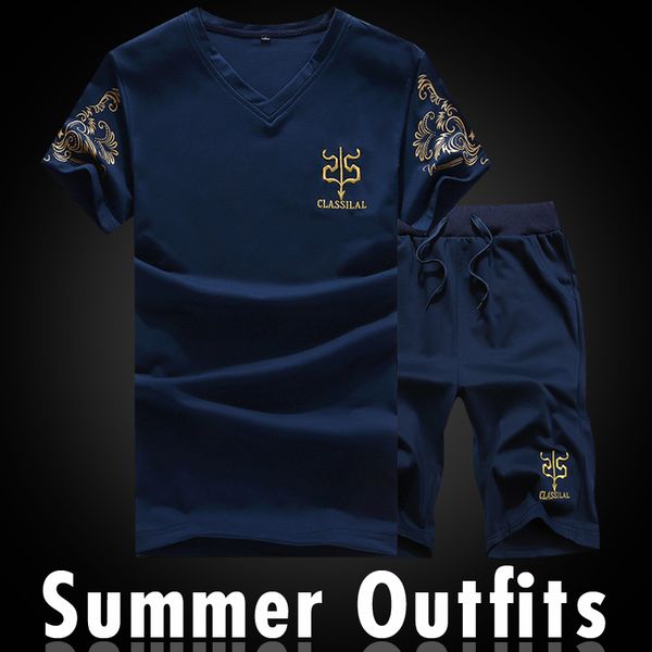 summer men sets print tracksuits casual men's 2 piece set v-neck t-shirt+shorts sportswear plus size sports suit joggers outfits cx2007, Gray
summer men sets print tracksuits casual men's 2 piece set v-neck t-shirt+shorts sportswear plus size sports suit joggers outfits cx2007, Gray