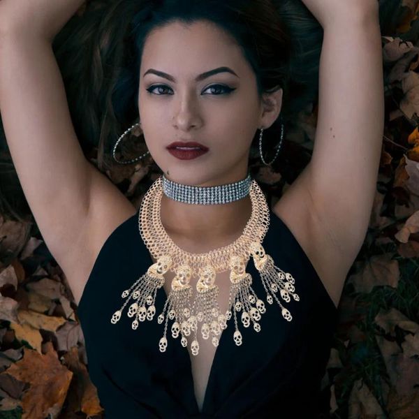 1pc punk tassel necklace vintage tassel collar skull necklace fashion alloy bib skull pendant clavicle chain choker chain, Silver
1pc punk tassel necklace vintage tassel collar skull necklace fashion alloy bib skull pendant clavicle chain choker chain, Silver
