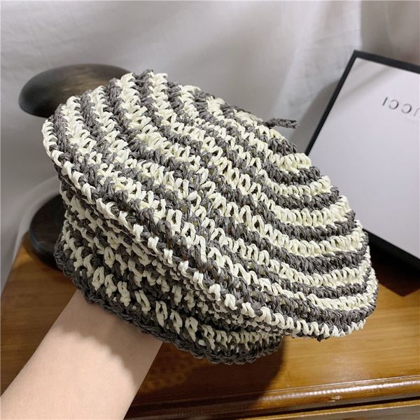 all-match handmade straw braided beret female summer color mixing painter net red fashion summer trend painter hat beret hat, Blue;gray
all-match handmade straw braided beret female summer color mixing painter net red fashion summer trend painter hat beret hat, Blue;gray