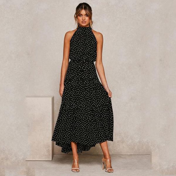 summer long dress polka dot casual midi dresses black halter strapless new yellow sundress vacation clothes for women, Black;gray
summer long dress polka dot casual midi dresses black halter strapless new yellow sundress vacation clothes for women, Black;gray