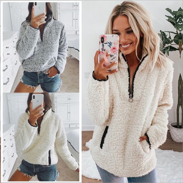 2020 women's hoodies female lapel zipper pocket long-sleeved blouse plush coat tide brand solid color winter sweatshirts jacket, Black
2020 women's hoodies female lapel zipper pocket long-sleeved blouse plush coat tide brand solid color winter sweatshirts jacket, Black