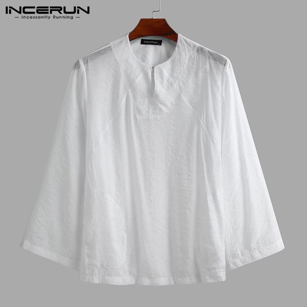 incerun summer long sleeve shirt casual solid color shirt loose breathable camisa fashion round neck blusas elegant brand blouse, White;black
incerun summer long sleeve shirt casual solid color shirt loose breathable camisa fashion round neck blusas elegant brand blouse, White;black