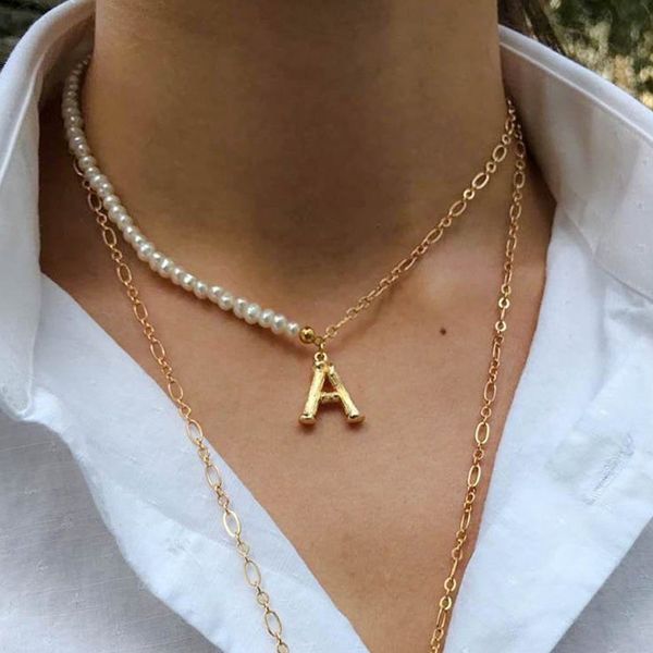 pendant necklaces 26 letter necklace fashion nature pearl chain kolye for women birthday valentines day gift handmade 2021 neck jewellery, Silver
pendant necklaces 26 letter necklace fashion nature pearl chain kolye for women birthday valentines day gift handmade 2021 neck jewellery, Silver