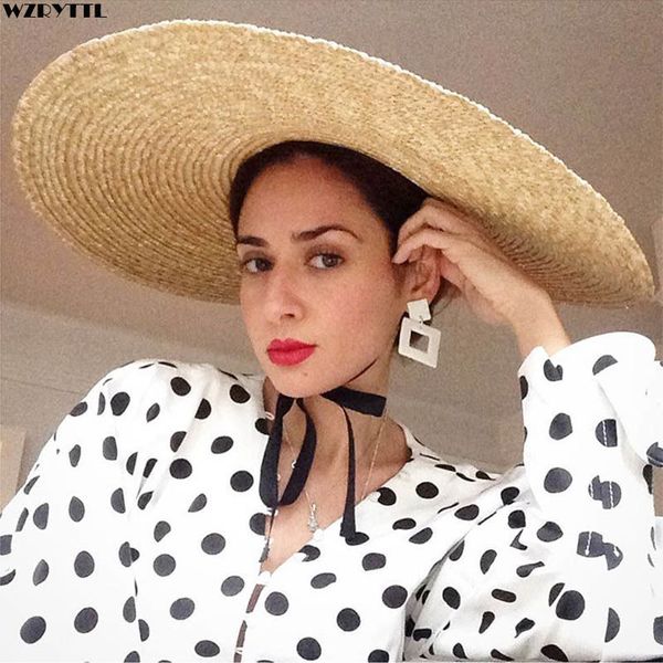 elegant natural 18cm big straw hat with lace up wide brim kentucky derby women hat ribbon girl summer sun protection beach hat y200619, Blue;gray
elegant natural 18cm big straw hat with lace up wide brim kentucky derby women hat ribbon girl summer sun protection beach hat y200619, Blue;gray