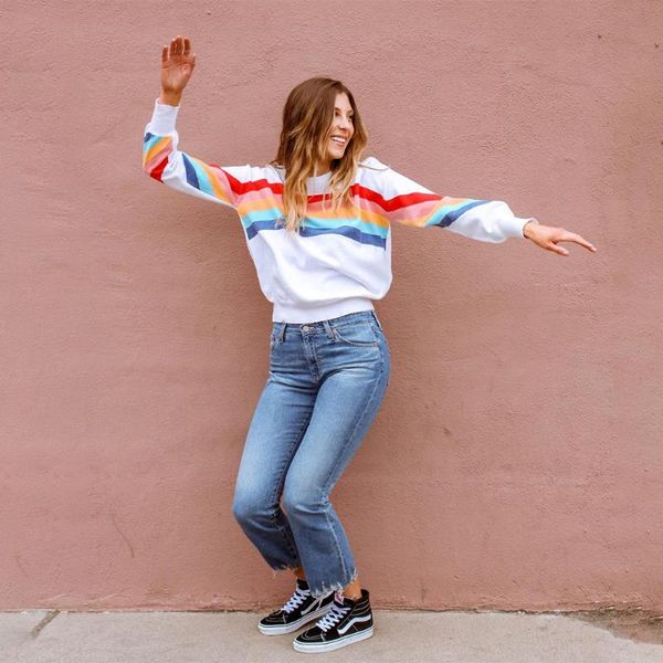 women's sweaters rainbow printed ladies pullover sweater long sleeve shirt sweatshirt round neck autumn winter female d30, White;black
women's sweaters rainbow printed ladies pullover sweater long sleeve shirt sweatshirt round neck autumn winter female d30, White;black