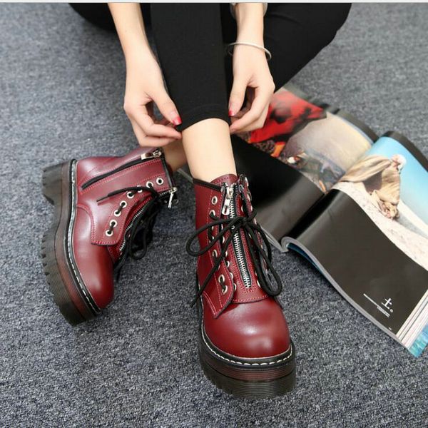 winter autumn punk women motorcycle 2020 boots fashion high zipper thick bottom ladies boots feminina ankle lg-13, Black 
winter autumn punk women motorcycle 2020 boots fashion high zipper thick bottom ladies boots feminina ankle lg-13, Black
