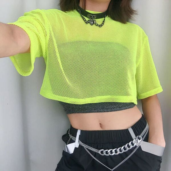 fashion women sheer mesh crop neon green see through short sleeve casual t shirt punk gothic party club clothes, White
fashion women sheer mesh crop neon green see through short sleeve casual t shirt punk gothic party club clothes, White