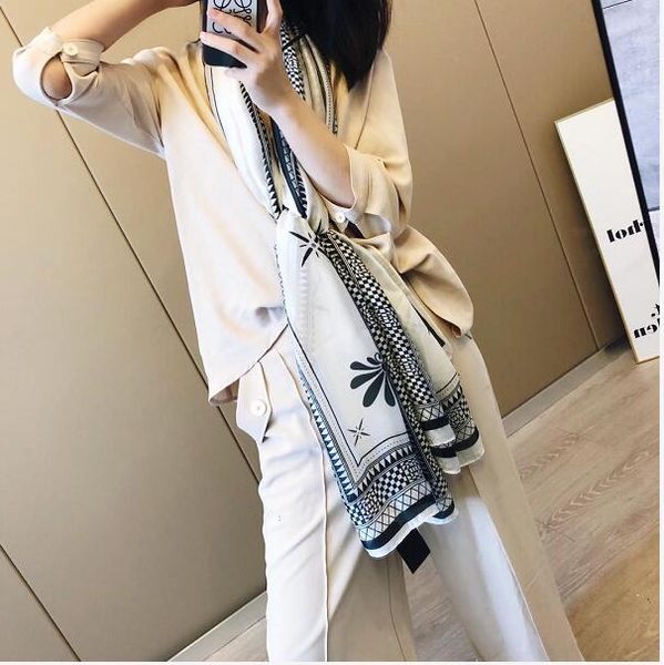 brand scarf for women spring letter pattern luxury brands designer scarfs 100% silk long scarves size qualti, Blue;gray
brand scarf for women spring letter pattern luxury brands designer scarfs 100% silk long scarves size qualti, Blue;gray