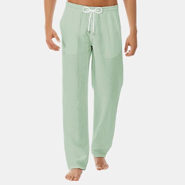 men's pants pantalones hombre fashion cotton linen men casual work solid white elastic waist streetwear long trousers, Black
men's pants pantalones hombre fashion cotton linen men casual work solid white elastic waist streetwear long trousers, Black