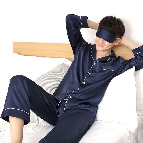 men's satin pajamas long-sleeved trousers suit lapel cardigan casual home wear with glasses silk trousers silk eyeglasses, Blue;red
men's satin pajamas long-sleeved trousers suit lapel cardigan casual home wear with glasses silk trousers silk eyeglasses, Blue;red
