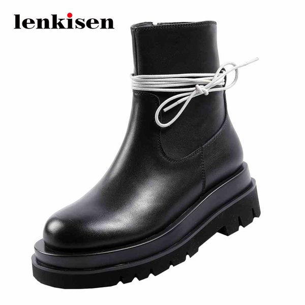 lenkisen new big size genuine leather cross-tied brand modern round toe high heel zipper handmade young lady mid-calf boots l03, Black
lenkisen new big size genuine leather cross-tied brand modern round toe high heel zipper handmade young lady mid-calf boots l03, Black