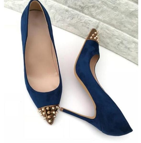 pointed toe pumps enjoying fashion pump 120mm suede blue khol bronze spikes rocker-chic lady red bottoms heels shoes, Black
pointed toe pumps enjoying fashion pump 120mm suede blue khol bronze spikes rocker-chic lady red bottoms heels shoes, Black