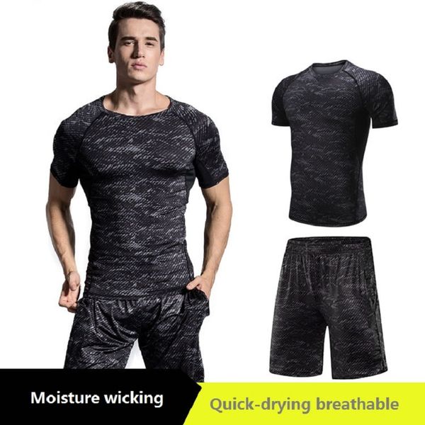 fitness clothes men's set basketball quick-drying tights short-sleeved summer running slim training clothes sports gym clothing, Black;blue
fitness clothes men's set basketball quick-drying tights short-sleeved summer running slim training clothes sports gym clothing, Black;blue