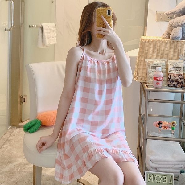 2020 new sling nightdress women's plaid cotton silk students cotton home clothes sweet home clothes pajamas sling pajamas, Blue;red
2020 new sling nightdress women's plaid cotton silk students cotton home clothes sweet home clothes pajamas sling pajamas, Blue;red
