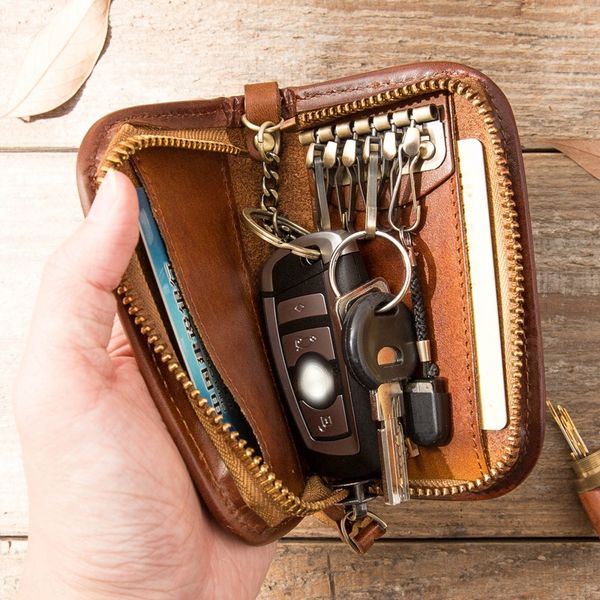 large capacity handmade leather key men's zipper men's car key first layer cowhide coin purse card wallet card bag bag for women, White
large capacity handmade leather key men's zipper men's car key first layer cowhide coin purse card wallet card bag bag for women, White
