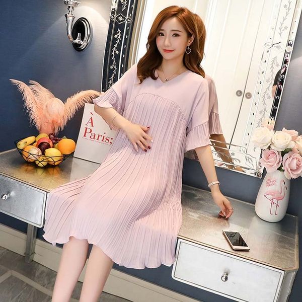 pleated chiffon pregnancy dresses for pregnant women maternity clothes summer loose short sleeve dress maternity cloth, White
pleated chiffon pregnancy dresses for pregnant women maternity clothes summer loose short sleeve dress maternity cloth, White