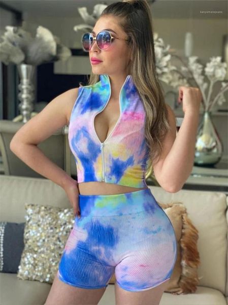 stand collar with zippper womens tracksuits tie dye shorts vest ladies clothing summer womens slim 2pcs, Gray
stand collar with zippper womens tracksuits tie dye shorts vest ladies clothing summer womens slim 2pcs, Gray