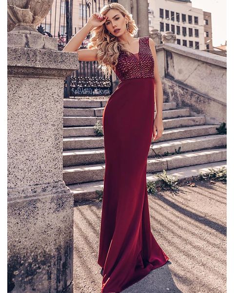 mermaid / trumpet vintage red engagement formal evening dress plunging neck short sleeve floor length polyester with sequin, Black;red
mermaid / trumpet vintage red engagement formal evening dress plunging neck short sleeve floor length polyester with sequin, Black;red