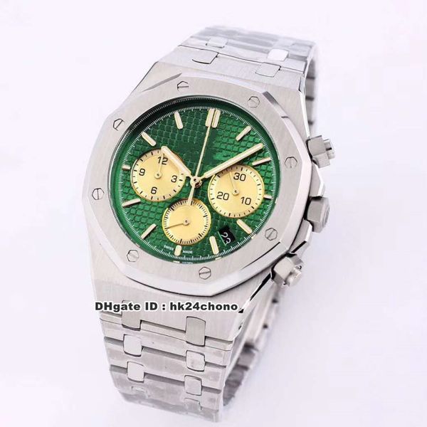 4 style 41mm chronograph quartz mens watch 26332 green dial stainless steel bracelet gents sports watches, Slivery;brown
4 style 41mm chronograph quartz mens watch 26332 green dial stainless steel bracelet gents sports watches, Slivery;brown