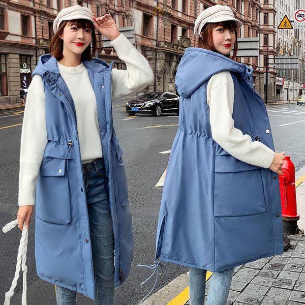 2020 new women's autumn winter loose warm thick cotton padded long vest female korean solid all-match sleeveless waistcoat a189, Black;white
2020 new women's autumn winter loose warm thick cotton padded long vest female korean solid all-match sleeveless waistcoat a189, Black;white