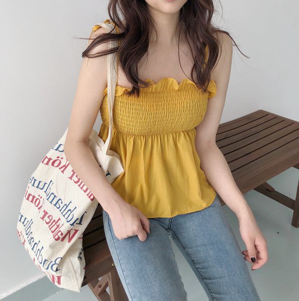 summer new bra small fragrant wind pressure pleated waist wawa shan chiffon camisole female wood ear sleeveless blouse, White
summer new bra small fragrant wind pressure pleated waist wawa shan chiffon camisole female wood ear sleeveless blouse, White