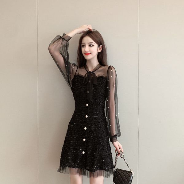 small fragrance dress womens summer new style 2020 western style sequin mesh stitching belly slimming fairy a- line skirt, White;black
small fragrance dress womens summer new style 2020 western style sequin mesh stitching belly slimming fairy a- line skirt, White;black