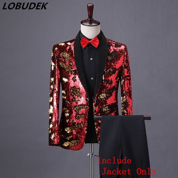 shiny red flip sequins shawl collar tuxedo sequined coat men wedding groom singer prom glitter suit jackets dj club stage blazer, White;black
shiny red flip sequins shawl collar tuxedo sequined coat men wedding groom singer prom glitter suit jackets dj club stage blazer, White;black