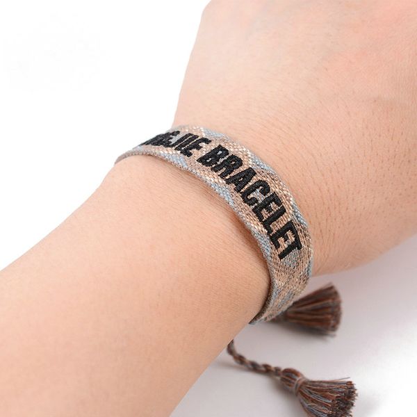 factory price brand fabrics tassel adjustable bangle handmade letter embroidery cotton woven bracelet for women men couple gifts, Black
factory price brand fabrics tassel adjustable bangle handmade letter embroidery cotton woven bracelet for women men couple gifts, Black