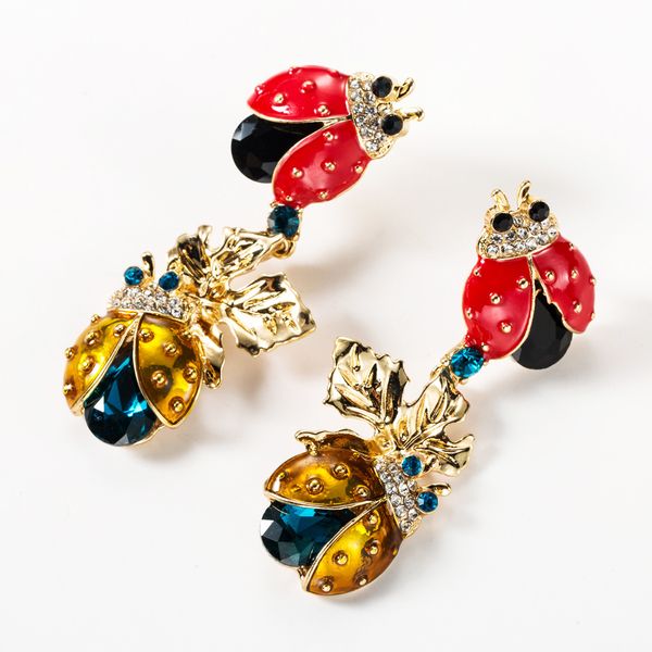 s925 silver needle alloy oil dripping diamond two seven-star ladybug earrings female personalized insect earrings female, Golden
s925 silver needle alloy oil dripping diamond two seven-star ladybug earrings female personalized insect earrings female, Golden