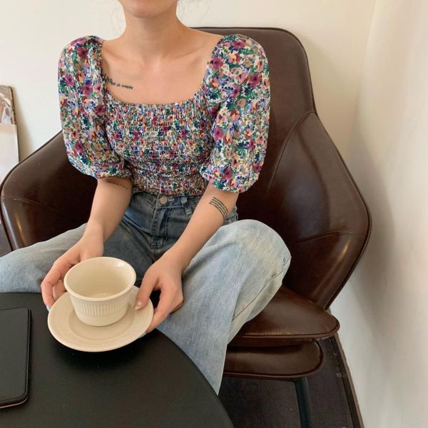 oil painting slash neck blouse elastic puff sleeve square neck shirt women crop petite retro chemisier femme camisa mujer, White
oil painting slash neck blouse elastic puff sleeve square neck shirt women crop petite retro chemisier femme camisa mujer, White