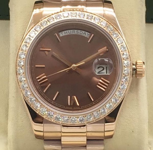 mens automatic mechanical movment daydate watches stainless steel strap diamond bezel watch fashion men's watches wristwatches, Slivery;brown
mens automatic mechanical movment daydate watches stainless steel strap diamond bezel watch fashion men's watches wristwatches, Slivery;brown