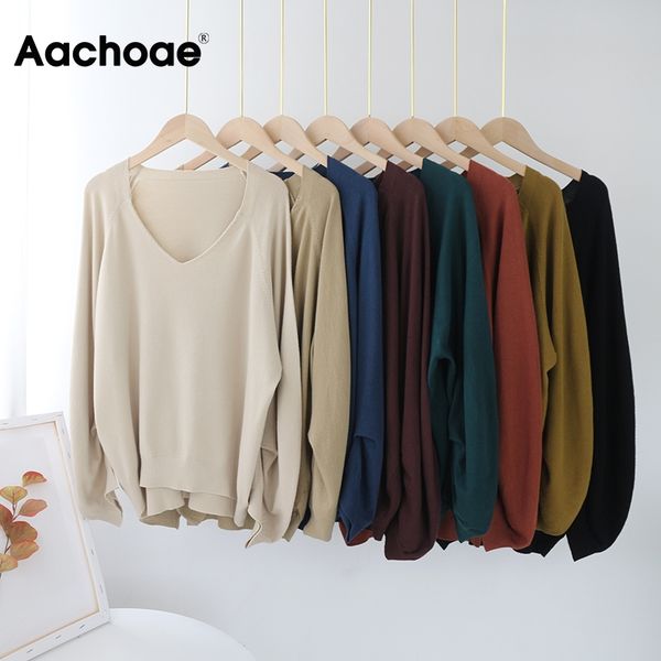 aachoae casual solid v neck sweater women irregular long sleeve pullover sweaters base loose lady sweaters sueter mujer 2020, White;black
aachoae casual solid v neck sweater women irregular long sleeve pullover sweaters base loose lady sweaters sueter mujer 2020, White;black