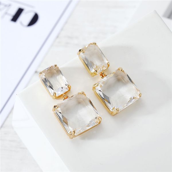 dayoff korean double square simulated crystal glass pendant drop earrings for women female jewelry clear dangle earings e439-1, Silver
dayoff korean double square simulated crystal glass pendant drop earrings for women female jewelry clear dangle earings e439-1, Silver