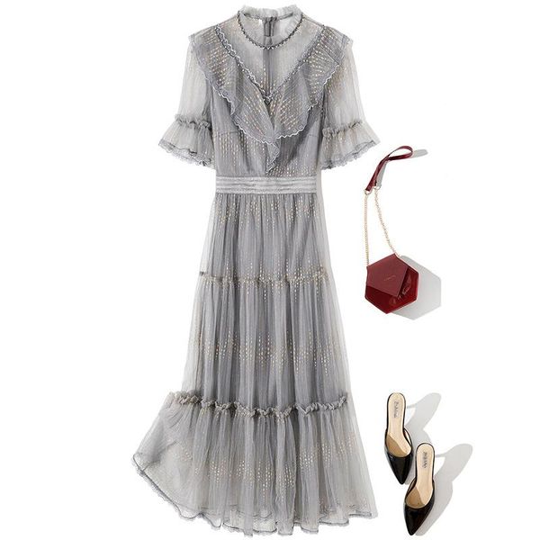 2020 fashion new summer women's gold round collar peng peng peng mesh closed waist generous pendulum dress anchor, Black;gray
2020 fashion new summer women's gold round collar peng peng peng mesh closed waist generous pendulum dress anchor, Black;gray