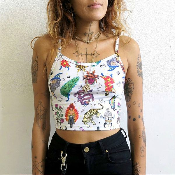 summer printed cropped tank camisole women casual streetwear party round neck strappy hollow out skinny camis vest, White
summer printed cropped tank camisole women casual streetwear party round neck strappy hollow out skinny camis vest, White