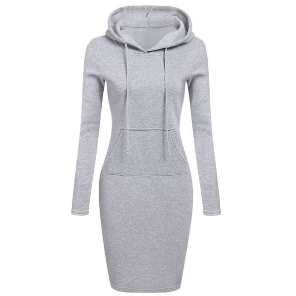 normov casual solid women dress autumn hooded long sleeve pockets package hip knee length cotton straight dress, Black;gray 
normov casual solid women dress autumn hooded long sleeve pockets package hip knee length cotton straight dress, Black;gray