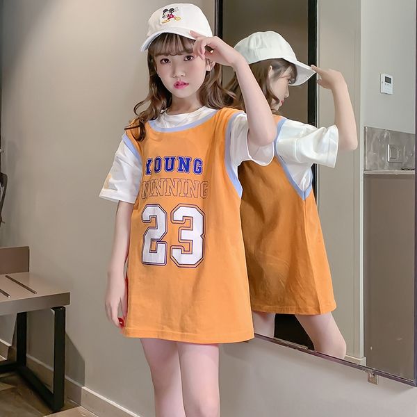 girls short-sleeved loose fake two-piece korean version t-shirt 2020 new sports style medium-long half-sleeved t-shirt, Blue
girls short-sleeved loose fake two-piece korean version t-shirt 2020 new sports style medium-long half-sleeved t-shirt, Blue
