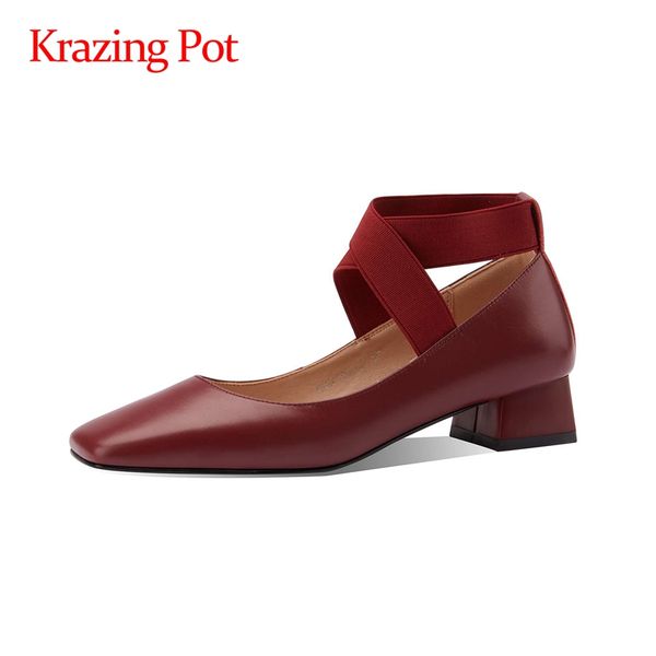 krazing pot simple style real leather vintage high fashion square toe med square heels elastic band maiden cozy women pumps l6f1, Black
krazing pot simple style real leather vintage high fashion square toe med square heels elastic band maiden cozy women pumps l6f1, Black