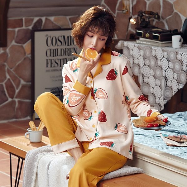 qgkpu tiruxinji pajamas women's cardigan long sleeve japanese and korean cute strawberry knitted cotton women's home clothes straw, Blue;red
qgkpu tiruxinji pajamas women's cardigan long sleeve japanese and korean cute strawberry knitted cotton women's home clothes straw, Blue;red