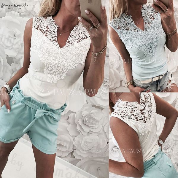 new women summer lace solid sleeveless blouse casual cap sleeve tank with v neck hollow back shirt regular size, White
new women summer lace solid sleeveless blouse casual cap sleeve tank with v neck hollow back shirt regular size, White