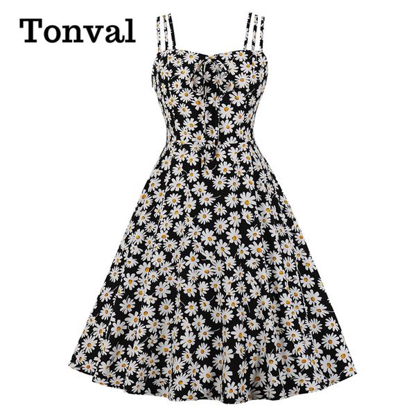 tonval bow front cute daisy floral print women spaghetti strap summer vacation casual vintage swing dress plus size, Black;gray
tonval bow front cute daisy floral print women spaghetti strap summer vacation casual vintage swing dress plus size, Black;gray